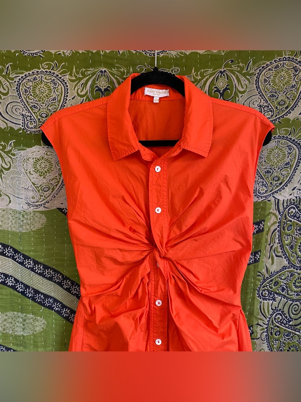 Ramy Brook Bright Lily Mihal Twisty Top Button Down Midi Dress Size Medium - Picture 5 of 15